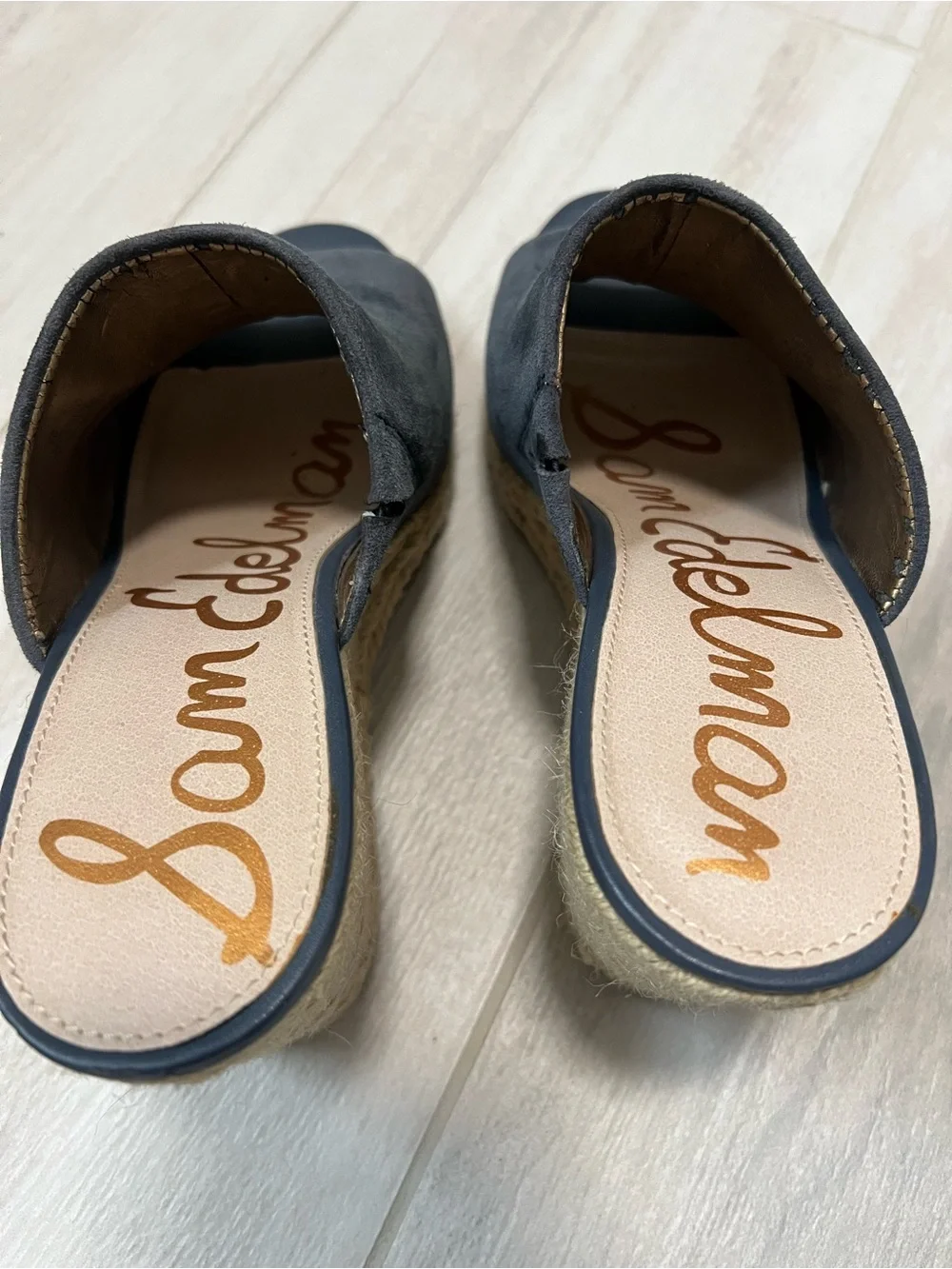 Sam Edelman Blue Suede Espadrille Wedge Mules